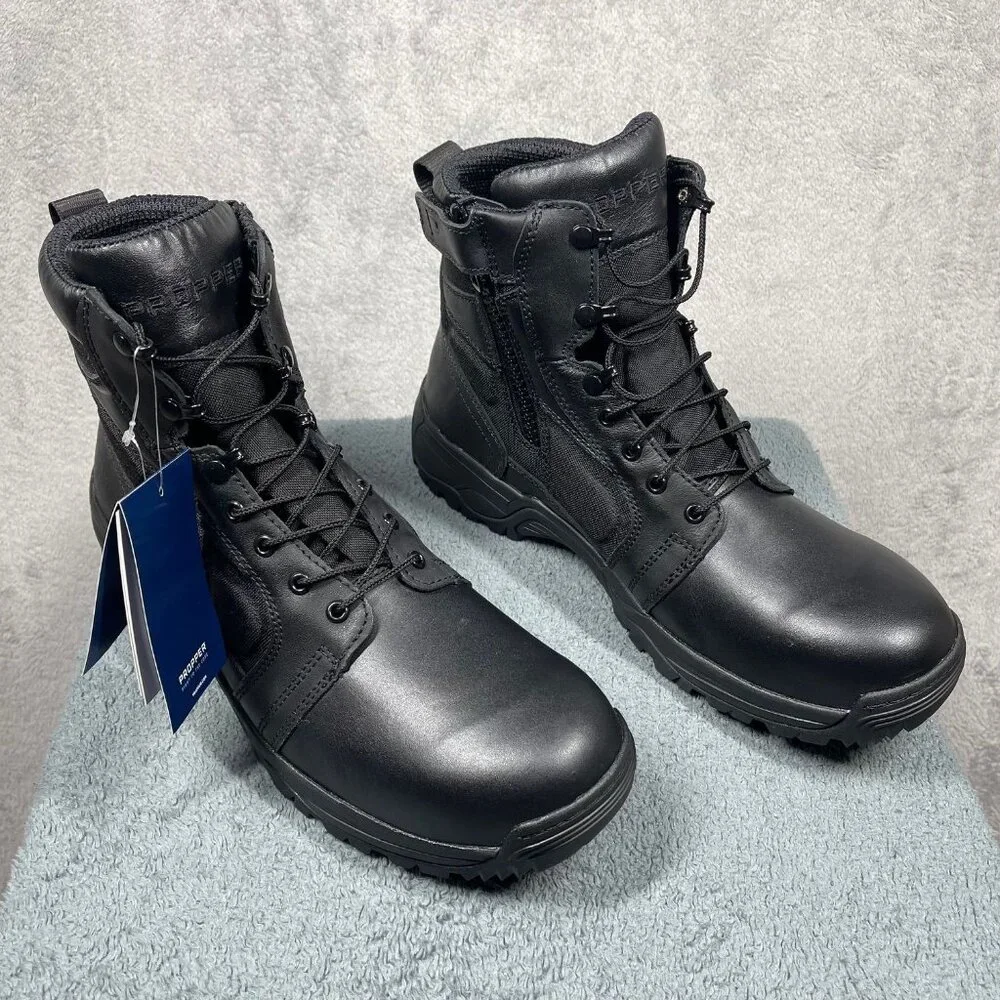 Propper Mens Size 15M Series 200 F4510 6" Side Zip Boot Vibram Outsole NWT Black - Picture 2 of 8